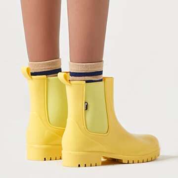 planone Short rain Boots for Women and Waterproof Garden Shoes，Anti-Slipping Rainboots for Ladies，Fashionable Light rain Shoes，Matte Outdoor Work Shoes yellow Size: 5 UK