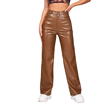 Stylish Women's Faux Leather Wide Leg Pants - MakeMeChic