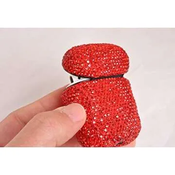 Sparkly Diamond Case for AirPods with Keychain, Shockproof Protective Premium Bling Rhinestone Cover Skin Compatible with AirPods Charging Case 2 & 1(Red C1)