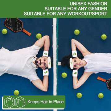 KOFULL Unisex Pickleball Sweatbands, Headband & Wristbands Set, Cotton, Green, 7.1 x 2 Inches (Headband), 3.14 x 3.14 Inches (Wristbands), Sports Enthusiasts, Teens to Adults