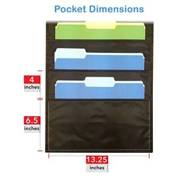 Pack of 2 - Ten Pocket Compact Storage Pocket Chart, Hanging Wall File Organizer by Essex Wares - Organize Your Assignments, Files, Scrapbook Papers & More (Black) (10 Pocket)