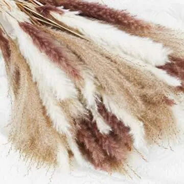 Natural Dried Pampas Grass Bouquet, 60 Pcs Dried Reed Flowers, Boho Home Decor Bouquet for Home Table Decorations, Wedding Floral Arrangements Rustic Farmhouse