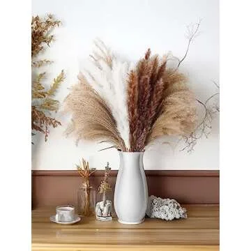Natural Dried Pampas Grass Bouquet, 60 Pcs Dried Reed Flowers, Boho Home Decor Bouquet for Home Table Decorations, Wedding Floral Arrangements Rustic Farmhouse