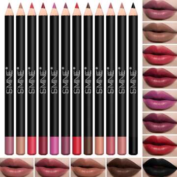 IS'MINE Matte Lip Liner Set - 12 Assorted Colors High Pigmented Natural Lip Makeup Soft Pencils Longwear Smooth Ultra Fine (Color Set -1)