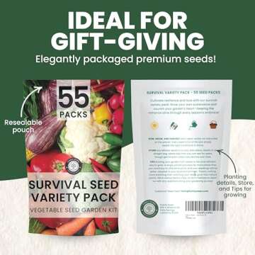 55 Vegetable Seeds | Survival Variety Pack | Emergency Seed Vault by Family Sown