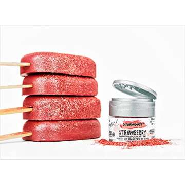 Strawberry Edible Glitter for Drinks, Cocktails, Cake Decorating, Strawberries, Chocolates & More | No Taste | 4g | 100% Food-Safe | Kosher, Vegan, Gluten & Nut Free | DiamonDust by The Sugar Art