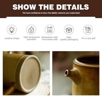 DIF DECO Pour Over Coffee Maker Set Vintage Ceramic Pour Over V60 Coffee Dripper Set with 20 Count Paper Coffee Filters,for Home Café Restaurant Camping,15.8 Ounces(Yellow)