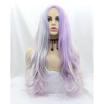 Yinuozhogntian Ladies Cosplay Rainbow Multi-Color Wig Pastel Pink/Purple/Blue/Green/Lilac/Peach Mixe...