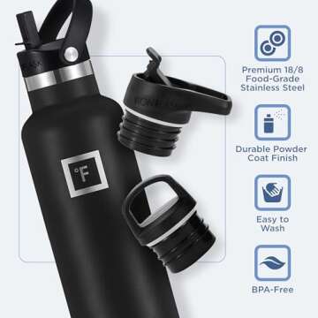 IRON °FLASK 24 Oz Leak Proof Insulated Water Bottle