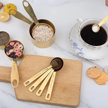 GuDoQi 9-Piece Measuring Cups and Spoons Set - Elegant Gold Finish