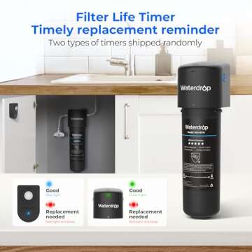 Waterdrop 10UA Under Sink Water Filter System, Reduces PFAS, PFOA/PFOS, Lead, Chlorine, Bad Taste & Odor, Under Counter Water Filter Direct Connect to Kitchen Faucet, NSF/ANSI 42 Certified, 8K Gallons