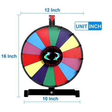 PRUNkuar 12 Inch Spinning Prize Wheel, Tabletop 14 Slots Editable Spinning Wheel for Trade Show, Car...