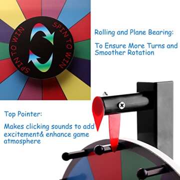 PRUNkuar 12 Inch Prize Wheel for Events and Fun Games