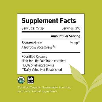 Banyan Botanicals Organic Shatavari Powder – Asparagus racemosus – Ayurvedic Herb for Vata & Pitta, Balanced Female Hormones, Energy, Vitality & More* – 1/2lb. ­– Non-GMO Sustainably Sourced Vegan FFL