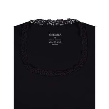 REORIA Womens Sexy Lace Scoop Neck Long Sleeve Body Suit Fall Outfits Double Lined Layering Slim Soft Bodysuit Tops Black Small