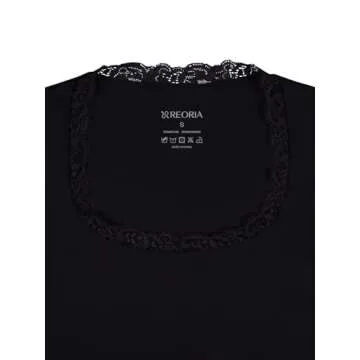 REORIA Womens Sexy Lace Scoop Neck Long Sleeve Body Suit Fall Outfits Double Lined Layering Slim Soft Bodysuit Tops Black Small