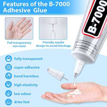 B-7000 Super Adhesive Glue, Industrial Strength B7000 Glues Paste for Rhinestones Crafts, Clothes Sh...