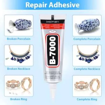 B-7000 Super Adhesive Glue, Industrial Strength B7000 Glues Paste for Rhinestones Crafts, Clothes Shoes, Fabric, Jewelry Making, Cell Phones, Tablet, Wood, Rubber, Leather (2x50 ml/1.68 oz)