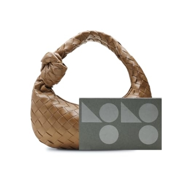 Leather Woven Bag for Women, Woven Knot Clutch Bag, Dumpling Bag Hobo Bag, Vegan Leather Top Handle Bag, Leather Purse Tote Handbag, Evening Bag, Braided Bag, Khaki