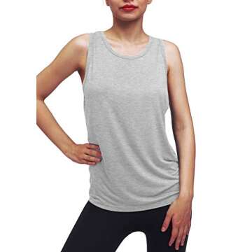 Mippo Womens Workout Yoga Tops Open Back Shirts Athletic Tank Tops Gym Exercise Work Out Clothes for...