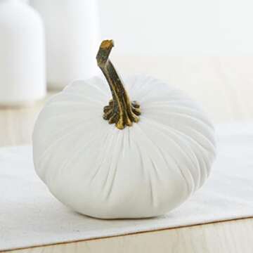 Set of 4 Small Velvet and Cotton Flannel Pumpins, Black and White Buffalo Plaid Decor, Black Pumpkin Shelf Sitters, Farmhouse Bowl Fillers White Pumpkin Decor (2 Buffalo Plaid, Black, Ivory)