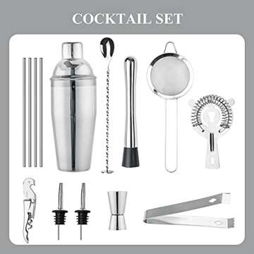VG Cocktail Shaker Set with Acrylic Stand | 14 Pieces Mixology Bartender Kit | Bar Tools Set with Al...