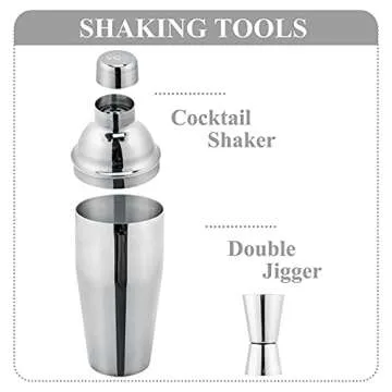 VG Cocktail Shaker Set | 14 Piece Bar Tools Kit for Home