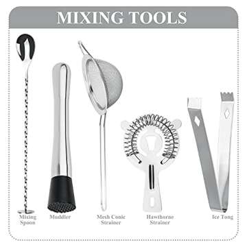 VG Cocktail Shaker Set | 14 Piece Bar Tools Kit for Home