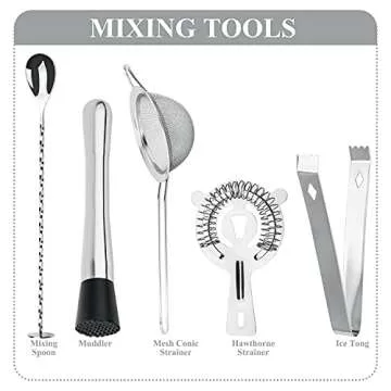 VG Cocktail Shaker Set | 14 Piece Bar Tools Kit for Home