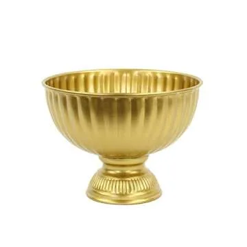 Koyal Wholesale Gold Metal Pedestal Bowl 8 x 7.5-Inch Floral Compote Vase, for Wedding Centerpiece