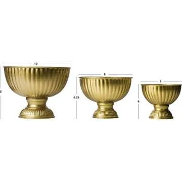 Koyal Wholesale Gold Metal Pedestal Bowl 8 x 7.5-Inch Floral Compote Vase, for Wedding Centerpiece