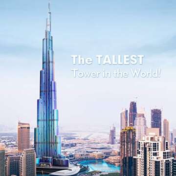 CubicFun 3D Puzzles LED Dubai Burj Khalifa 57.5" H Architecture Building Model Kits for Adults, Souv...