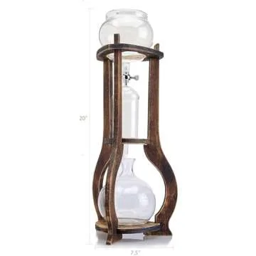 Nispira Iced Coffee Cold Brew Drip Tower Coffee Maker Wooden, 6-8 cup