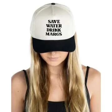 Funky Junque Two Tone Vintage Snapback Hat - Save Water Drink Margs - Black/Beige