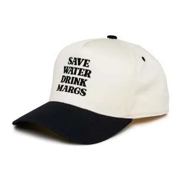 Funky Junque Two Tone Vintage Snapback Hat - Save Water Drink Margs - Black/Beige