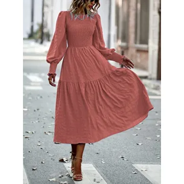 PRETTYGARDEN Puff Long Sleeve Maxi Dress for Women