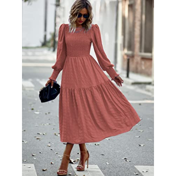 PRETTYGARDEN Puff Long Sleeve Maxi Dress for Women