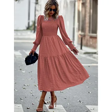 PRETTYGARDEN Puff Long Sleeve Maxi Dress for Women