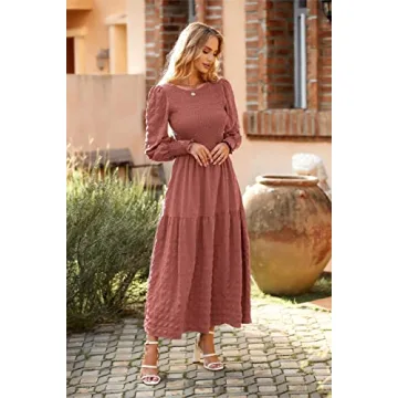 PRETTYGARDEN Puff Long Sleeve Maxi Dress for Women