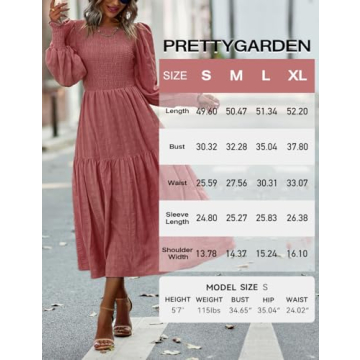 PRETTYGARDEN Puff Long Sleeve Maxi Dress for Women