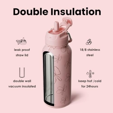 32 oz Insulated Stainless Steel Water Bottle with Pill Box