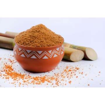 SVATV Jaggery Powder, Hand Crushed Gur Powder | Natural Sweetener | Brown Sugar | Indian Sugar Cane Substitute | No Preservatives Added | No Artificial Flavors - 227g 8oz Half Pound