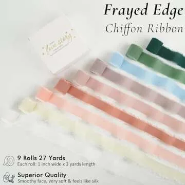 MEEDEE Chiffon Ribbon 1 Inch Frayed Ribbon Chiffon Silk Ribbon Assorted Frayed Edge Ribbon Mixed Col...