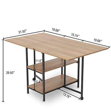 KOTPOP Folding Dinner Table, Drop Leaf Extension Table for Easy Space Saving