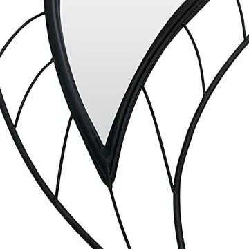 ironsmithn Wall Mirror Mounted Decorative Mirror Leaf Stylish Decor for Bathroom Vanity, Living Room or Bedroom(Black)
