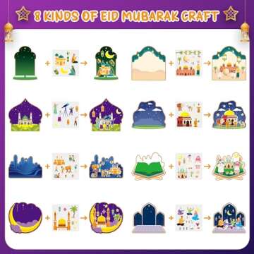 WATINC Ramadan Stickers Craft Gifts for Kids | 123pcs Set