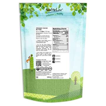 Food to Live Organic Cacao Butter Wafers, 4 Pounds – Non-GMO, Raw, Pure, Unfiltered, Unrefined, Ke...