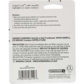 Plaid PLAID-6110.8oz Glaze, Classic Gold 6110 :Craft Liquid One Step Leafing Paint, 0.75 Fl Oz (Pack of 1)