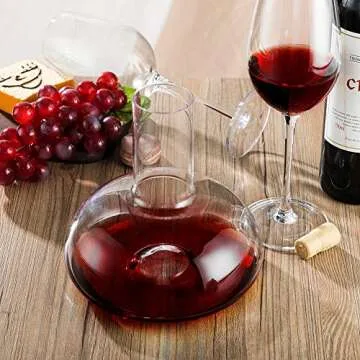 YouYah Wine Decanter Set,Red Wine Carafe with Drying Stand,Cleaning Beads and Aerator Lid,Crystal Glass,Wine Aerator,100% Hand-blown,Wine Gifts for Men (1300ML)