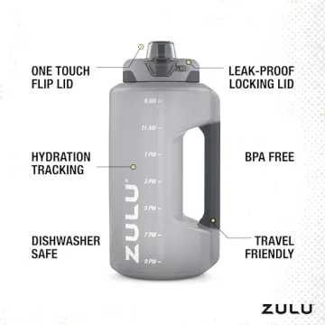 ZULU Goals 64oz Water Bottle with Time Marker & Straw